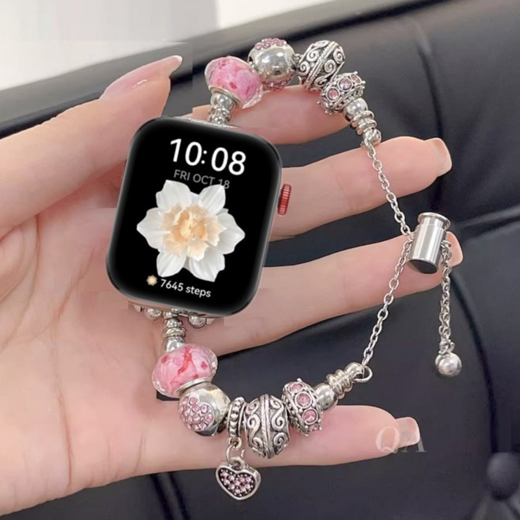 Luxury DIY Watch Strap Compatible For Huawei Watch Fit 3 สาย Gem Agate Style Watchband สาย Huawei Fit3 Strap Jewelry Beads Wristband Metal Loop For สาย Huawei Watch Fit 2 Strap สาย Huawei Watch Fit 3 Strap For Huawei Watch fit New/ Huawei Watch fit SE สาย