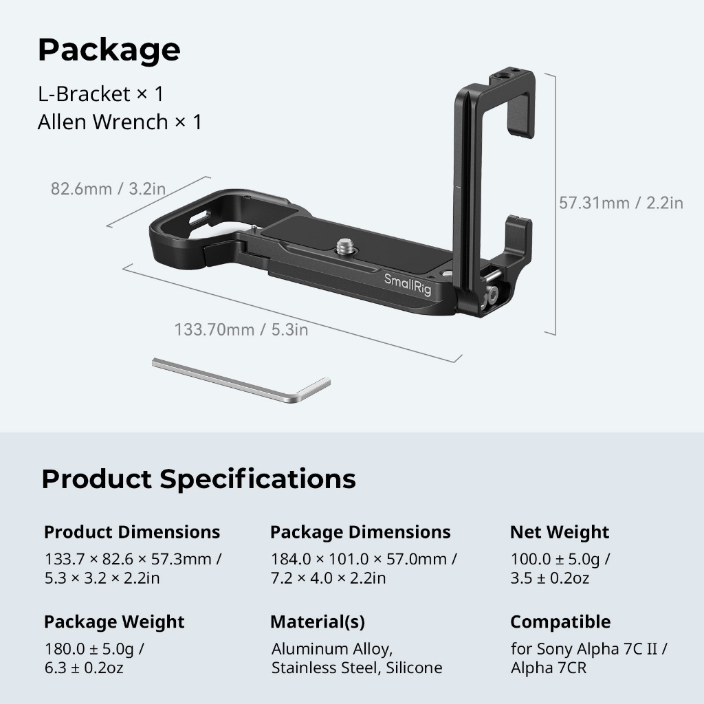 Smallrig L-Bracket สําหรับ Sony Alpha 7C II / Alpha 7CR 4569