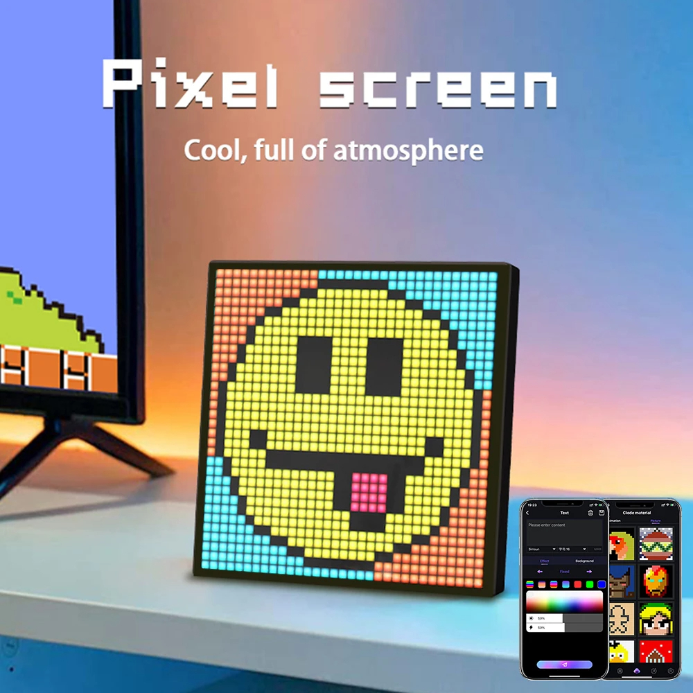 GAMER EDITION32x32 สมาร์ท LED Pixel Board – การออกแบบ APP ไร้สายนาฬิกาปลุกสําหรับเล่นเกมและโต๊ะศิลปะแอนิเมชั่นที่กําหนดเอง