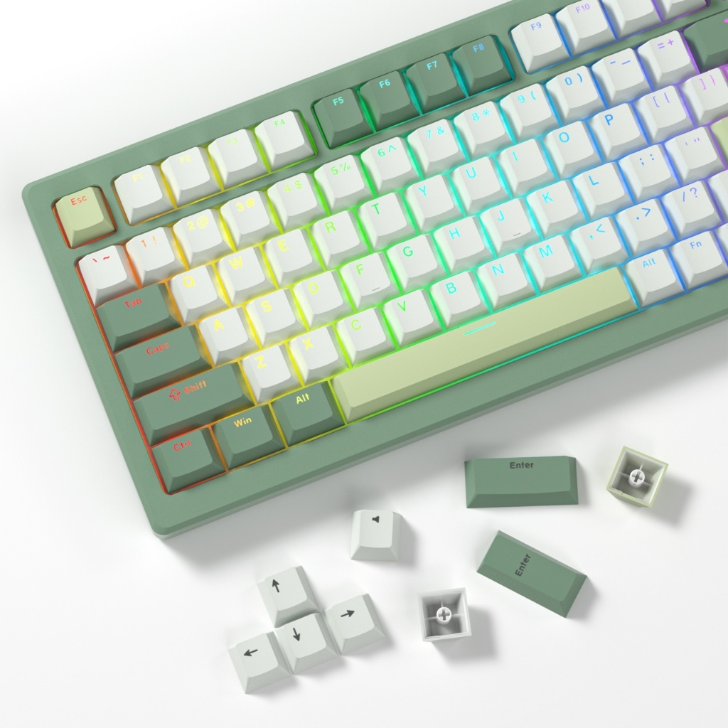 Voier 140 คีย์ Shining ผ่าน PBT Keycaps โปรไฟล์เชอร์รี่ Minimalist สไตล์ Custom Key Caps สําหรับ 60% 65% 70% 100% Cherry Gateron MX Switches แป้นพิมพ์เครื่องกล