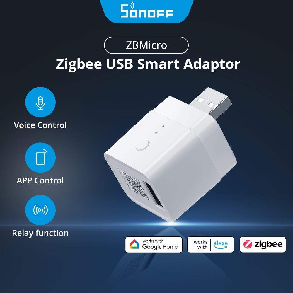 Sonoff ZBMicro Zigbee 3.0 Micro USB สมาร์ท Adaptor รองรับ Fast Charging Adapter Relay ฟังก์ชั่นรีโมทคอนโทรล eWeLink Alexa Google