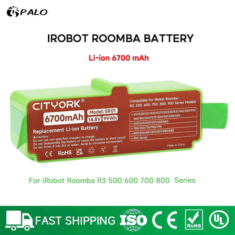 แบตเตอรี่ iRobot Roomba 14.8V 6700mAh Li-ion iRobot Roomba R3 500 600 700 800 Series