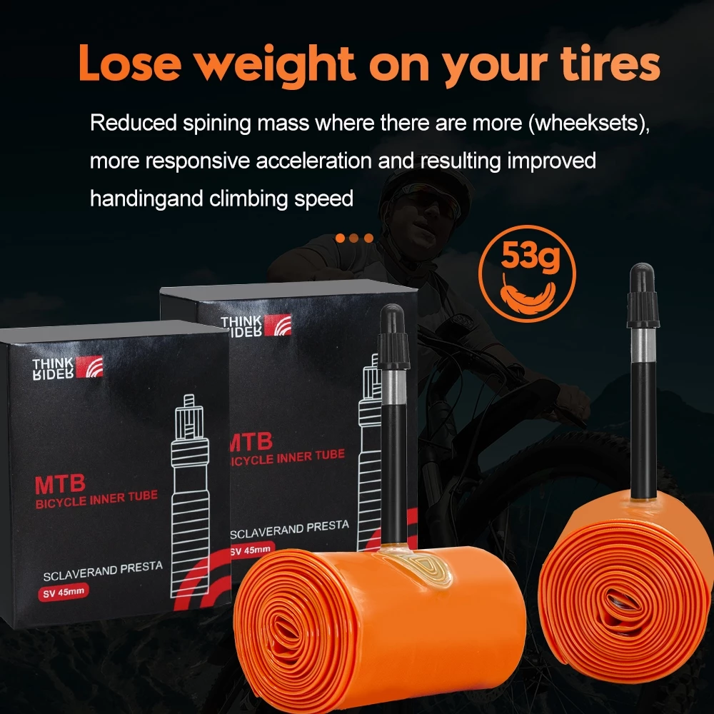 ท่อยางจักรยาน ThinkRider Ultralight ใหม่ - น้ำหนัก 28g TPU ขนาด 700×18-28 สำหรับยางถนน, วาล์วน้ำฝรั่งเศสขนาด 45/65/85mm