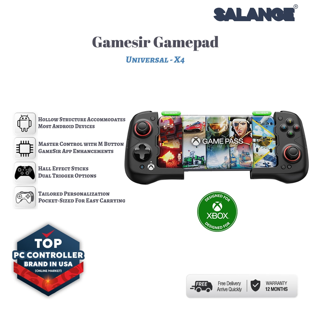 Salange GameSir X4 Aileronบลูทูธโทรศัพท์มือถือGamepad Xboxการอนุญาตตัวควบคุมเกมพร้อมHall Effect,แบบพกพาjoyconสําหรับAndroid PCบลูทูธHall Effectจอยสติ๊ก