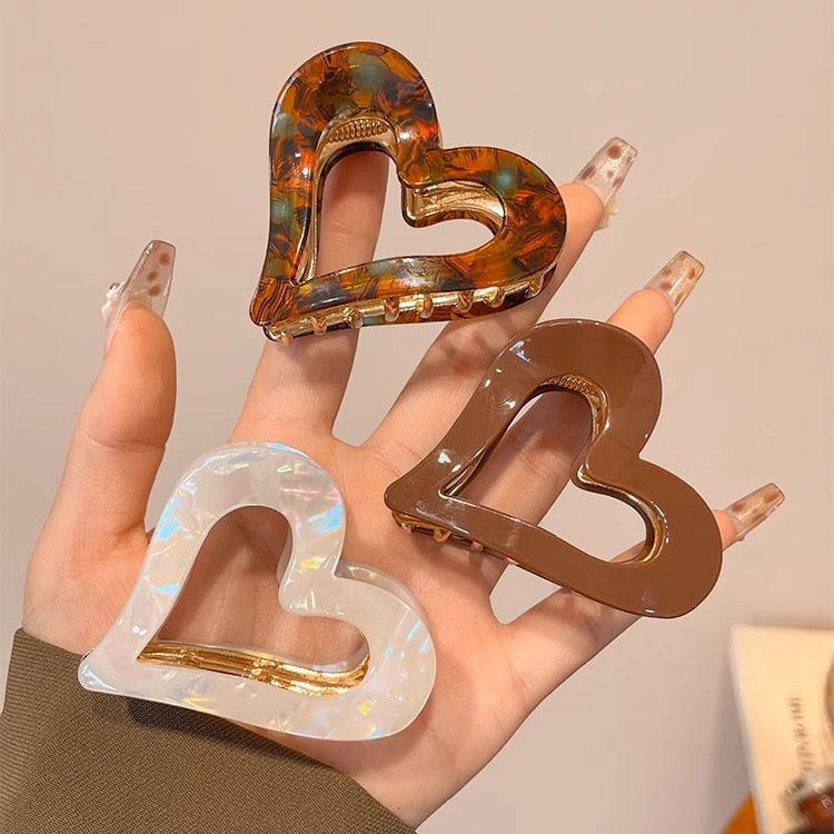 Jojo COCO Acetate Love Heart Simple Shark Clip สไตล ์ เกาหลีหวานและน ่ ารักผู ้ หญิงเครื ่ องประดับผม