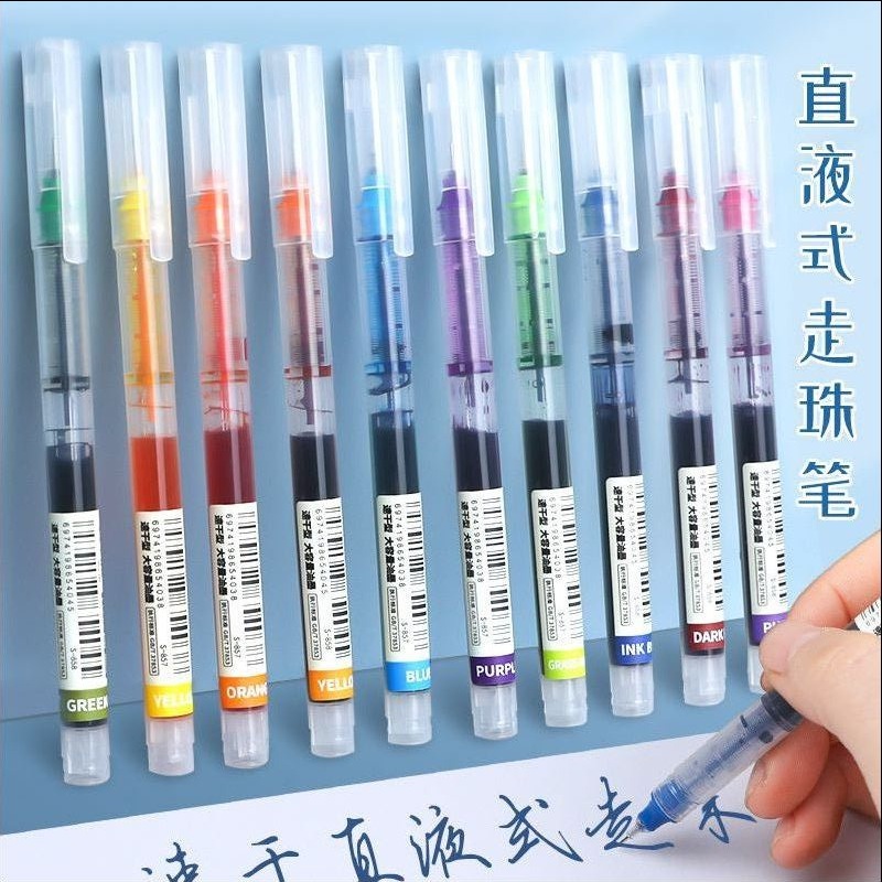 ปากกาเจล 0.5 มม. ปากกาโรลเลอร์ 8 สี ราคาถูก เขียนลื่น แห้งไว ปากกาเจลหลากสี ความจุขนาดใหญ่ สำหรับการทดสอบ ปากกาเจลสี