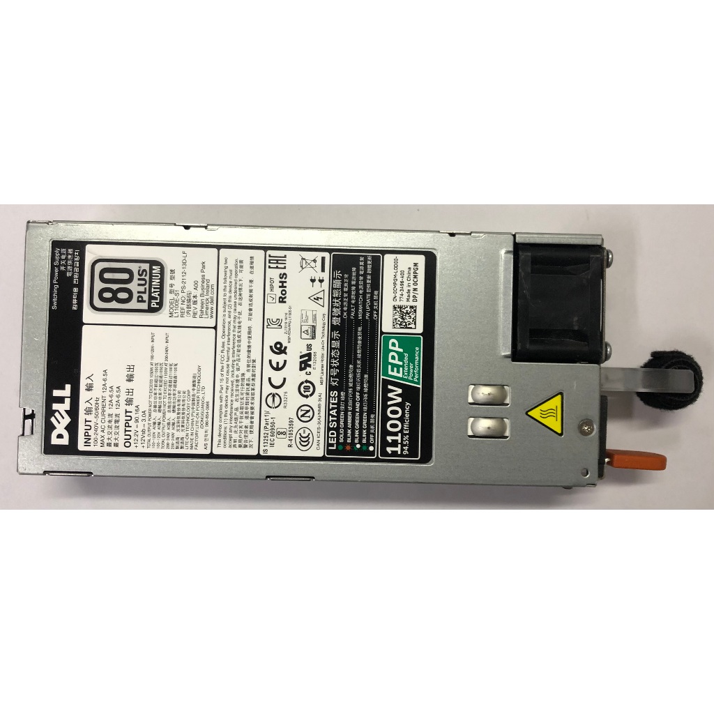 Dell PR21C 9TMRF CMPGM Y26KX PowerEdge R630 R730 R730xd 1100W แหล่งจ่ายไฟ EPP 80 PLUS PLATINUM