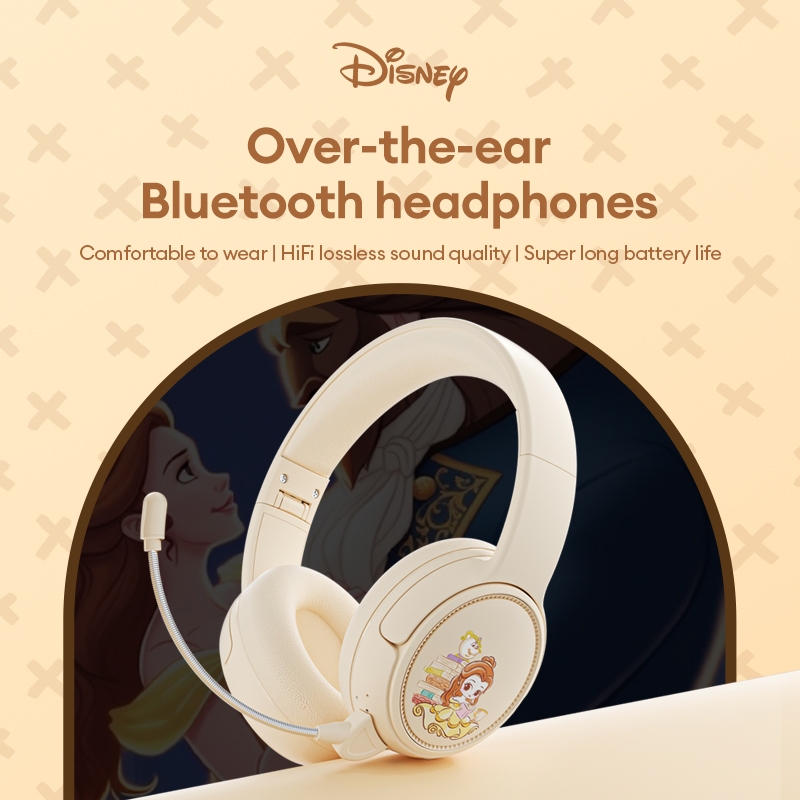 Disney QS-H5 หูฟังบลูทูธหูฟังไร ้ สายสําหรับเล ่ นเกมกีฬาตัดเสียงรบกวนเพลงไฮไฟพร ้ อมไมโครโฟน