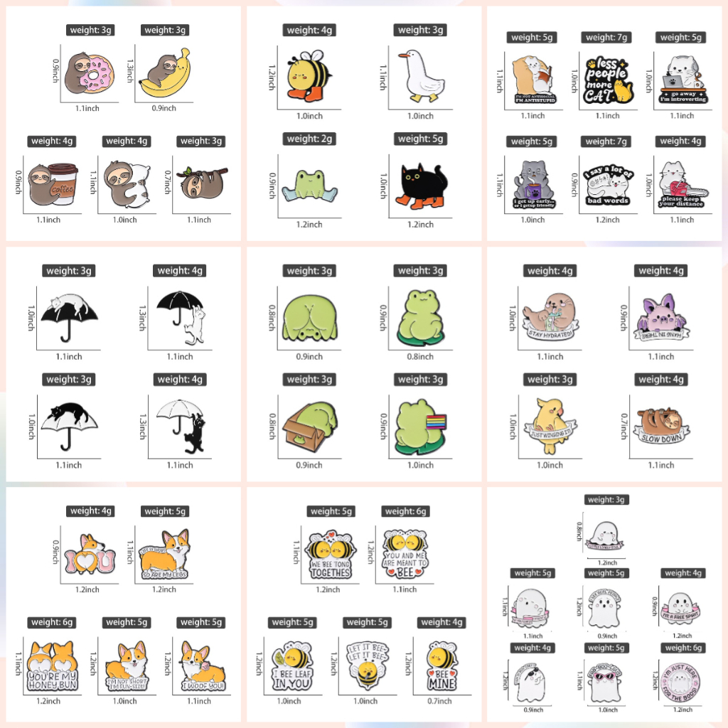 2-7 ชิ้น/เซ็ตสัตว์กบแมว Pins ชุดเข็มกลัดการ์ตูน Sloth รูปที่ 2