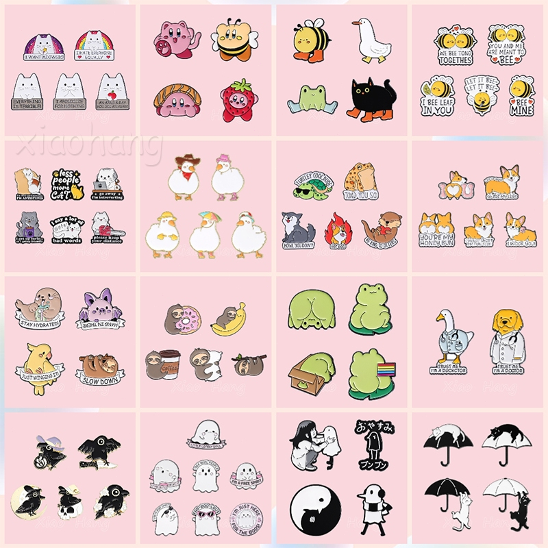 2-7 ชิ้น/เซ็ตสัตว์กบแมว Pins ชุดเข็มกลัดการ์ตูน Sloth