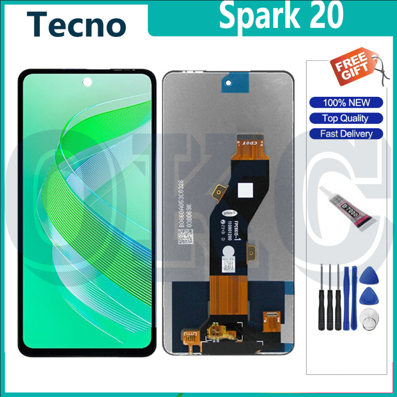 LCD สําหรับ Tecno Spark 20/Spark 20C/Spark 20 Pro จอแสดงผล LCD Touch Screen Digitizer ชุดประกอบ KJ5 