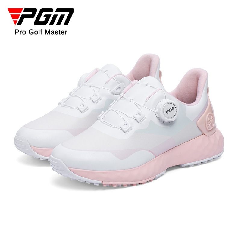 Pgm รองเท้าผ้าใบกอล์ฟสุภาพสตรี กันน้ํา Anti-Slip มีปุ่มผูกเชือก พร้อมปุ่มกันลื่น XZ349
