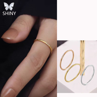 แหวนบางสามเพชรเงา , วัสดุสแตนเลสไม ่ สีดํา , สไตล ์ เรียบง ่…