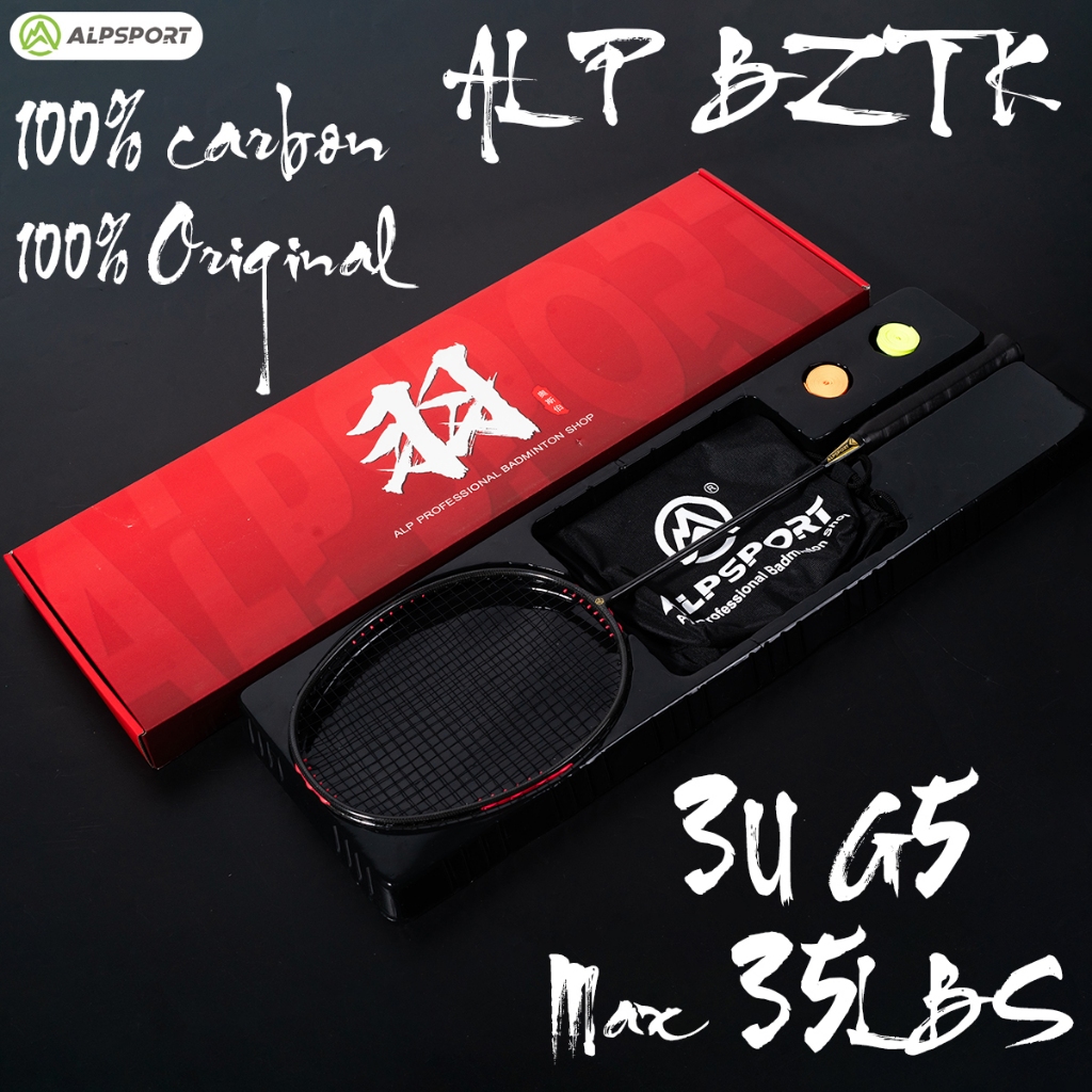 Alp BZTK 3U กระบวนการสาน Z ความเร็ว 100% คาร์บอนไฟเบอร์ 22-35 Lbs ไม้แบดมินตันฟรีผูก String Ultralight สีดํา Reket Professional Racquet อุปกรณ์กีฬากลางแจ้ง