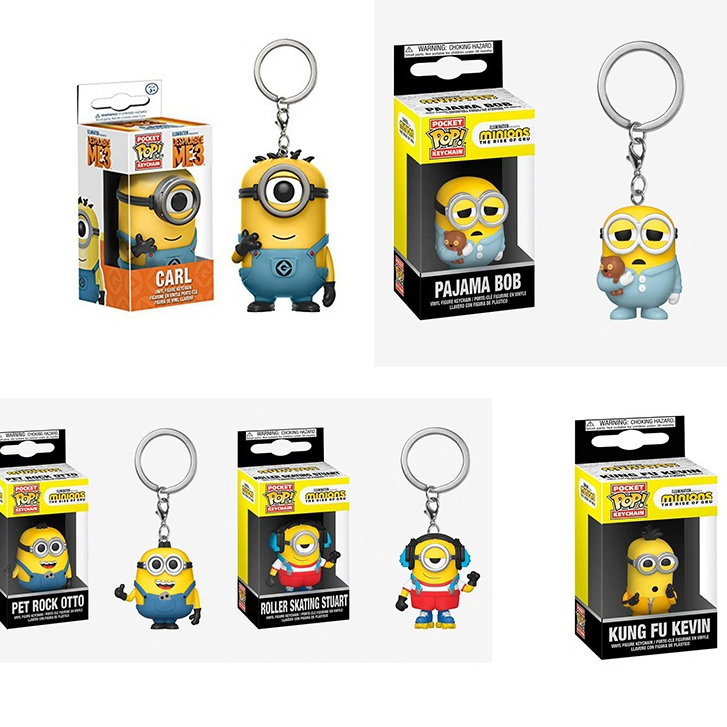 FUNKO ฟันโก ้ ป ๊ อป ! Despicable Me พวงกุญแจ Minions Carl BOB Kevin พวงกุญแจรูปไวนิล