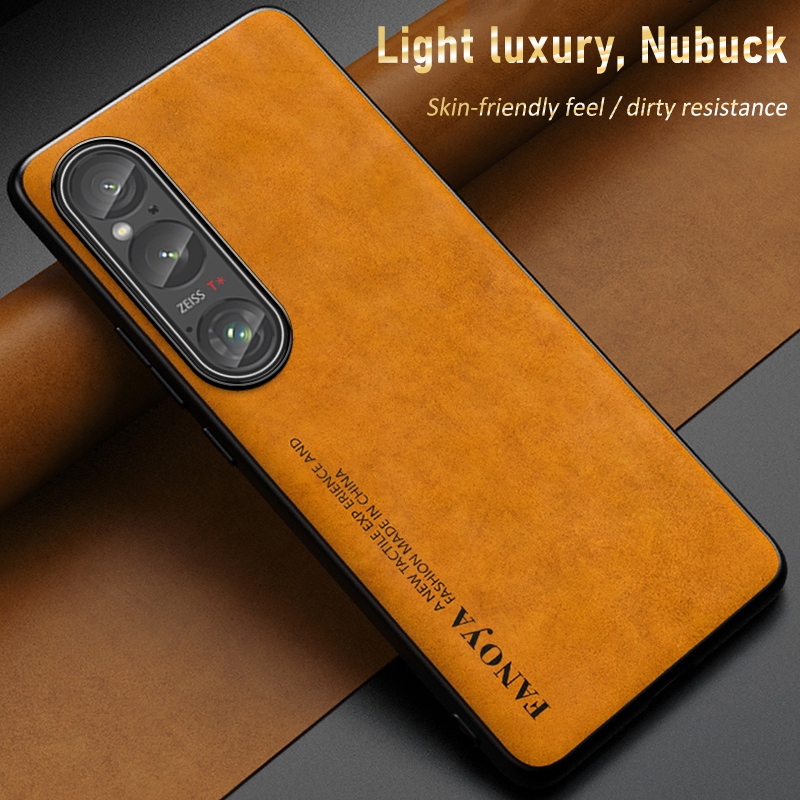 สําหรับ Sony Xperia 1 10 Mark VI Casing Nubuck หนัง Hard Phone Case Cover
