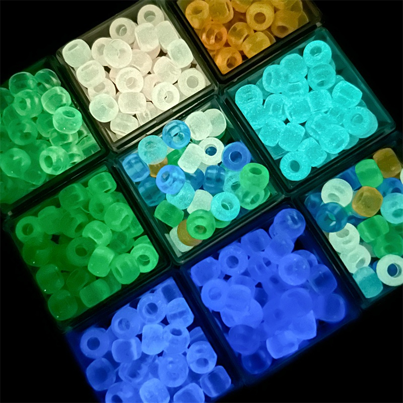 100 ชิ ้ น [9X6 มม . ] Luminous Barrel ลูกปัดอะคริลิค Luminous ลูกปัดสําหรับเครื ่ องประดับ DIY อุปกรณ ์ เสริม