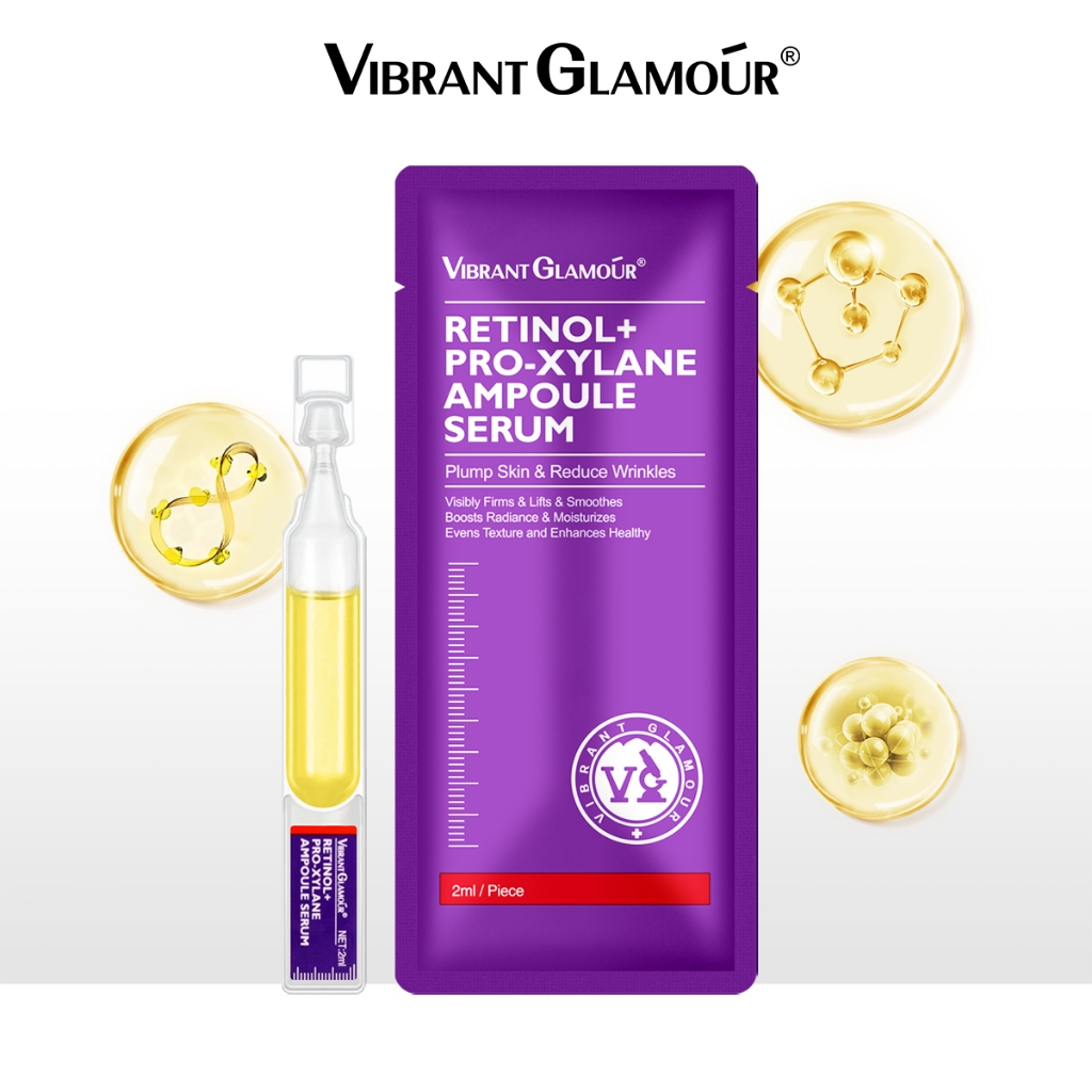 VIBRANT GLAMOUR เรตินอล ไซแลน แอมพูล เอสเซ้นส์, คอปเปอร์ ทริปเปิ้ล เปปไทด์ รอง โพลิชชิ่ง เอสเซ้นส์, ทริปเปิ้ล ต่อต้านวัย & ลดเลือนริ้วรอย & ซ่อมแซมอย่างมั่นคง