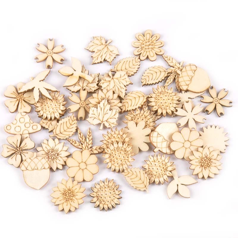30 ชิ้น 25-30 มิลลิเมตร Sunflowr/หญ้าไม้ชิ้นงานฝีมือ DIY สําหรับ Handmade เครื่องประดับบ้านไม้ตกแต่งสมุดภาพ Embellishment MT1945