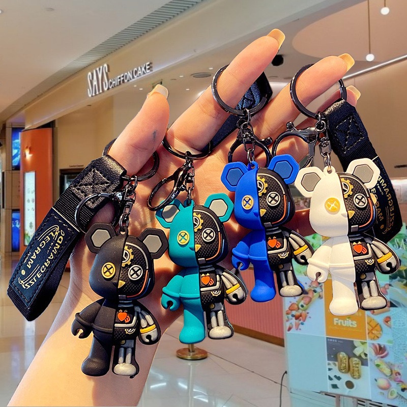 1pc การ ์ ตูน Mechanical หมีพวงกุญแจแฟชั ่ น Punk ตุ ๊ กตาพวงกุญแจกระเป ๋ าจี ้ เครื ่ องประดับ KeyChains ของขวัญนักเรียน