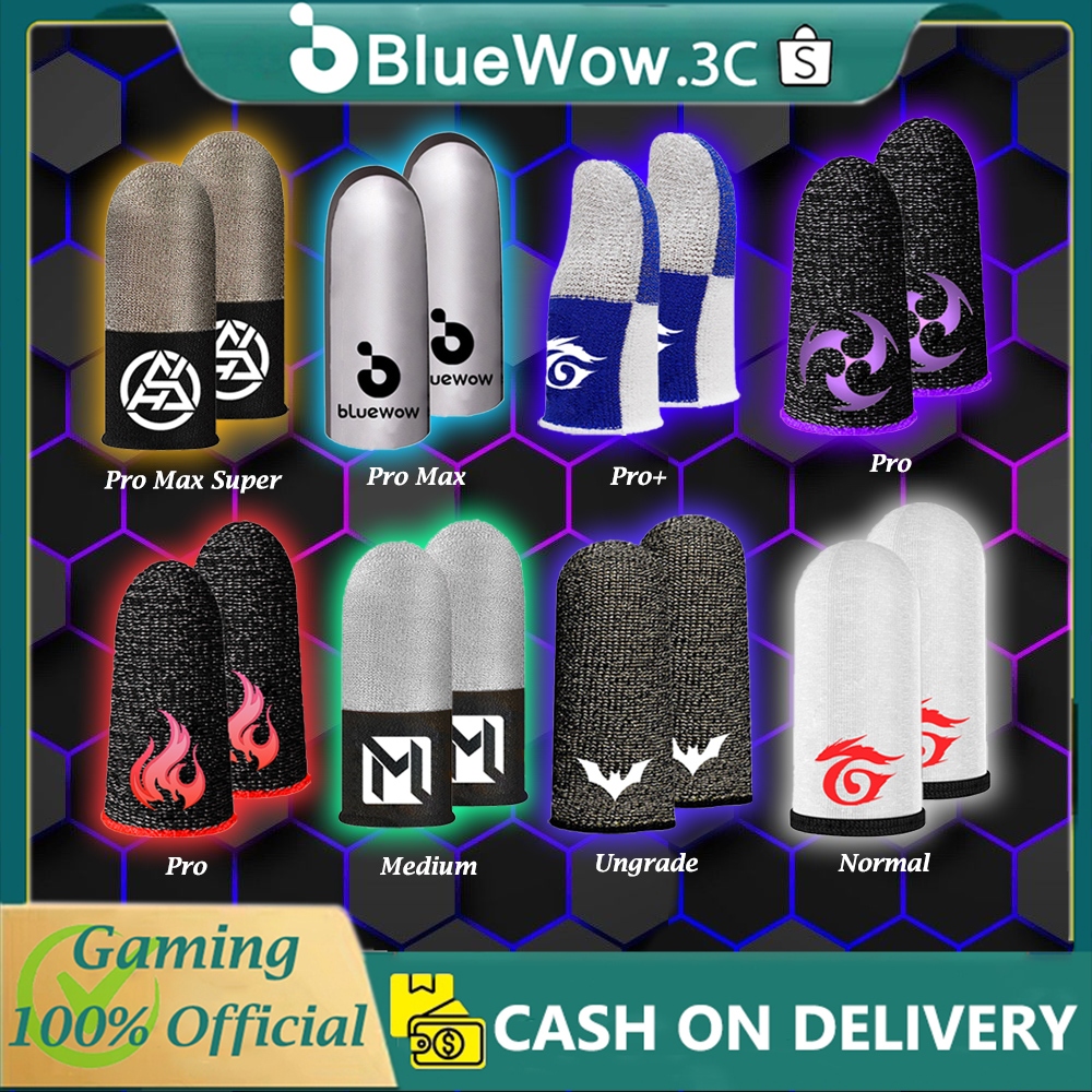 Bluewow เกมมือถือถุงมือนิ้วหัวแม่มือ ProMaxSuper Series เงินสเตอร์ลิง Double Pin 86 Pin ถุงมือนิ้วหัวแม่มือกันเหงื่อเหมาะสําหรับ PUBG MLBB หน้าจอสัมผัสเกมมือถือ