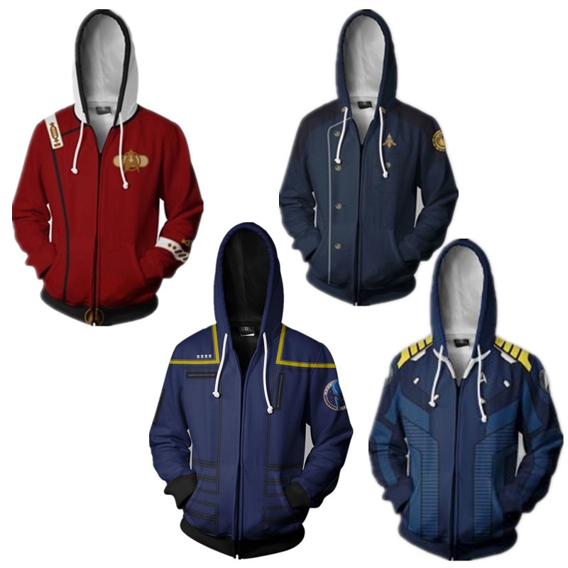 Star Trek Zipper Hoodie เสื้อสเวตเตอร์พิมพ์ดิจิตอล เสื้อแจ็คเก็ต unisex แฟชั่น Outerwear