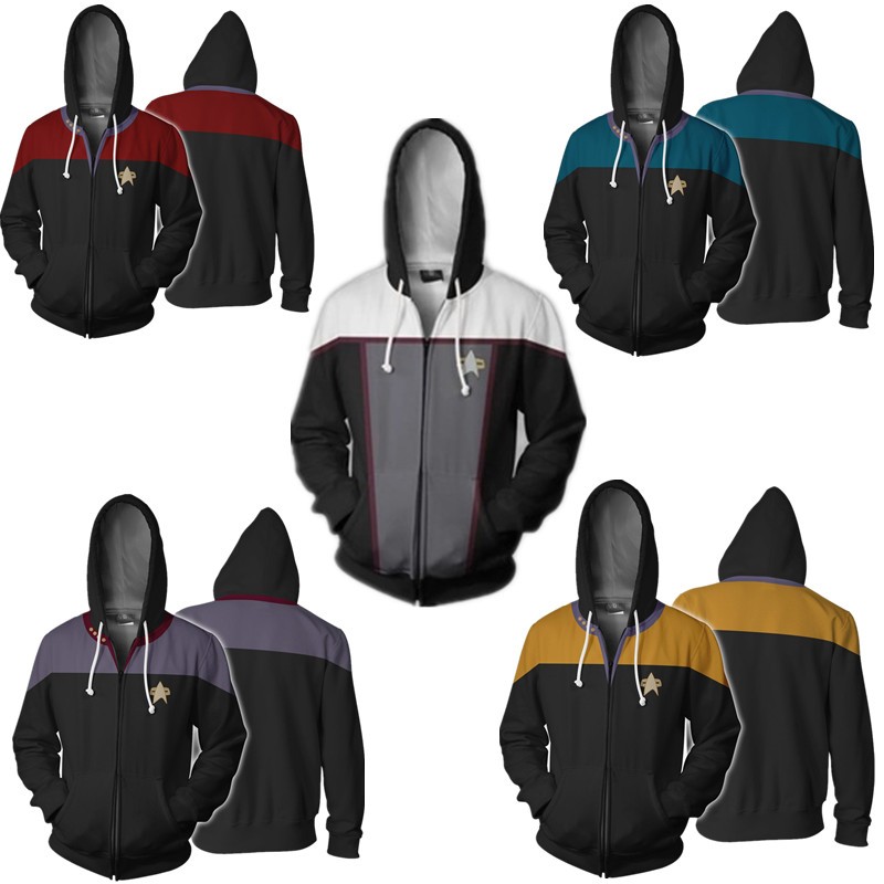 Star Trek Zipper Hoodie เสื้อแจ็คเก็ตพิมพ์ดิจิตอล เสื้อกันหนาว unisex แฟชั่น Outerwear