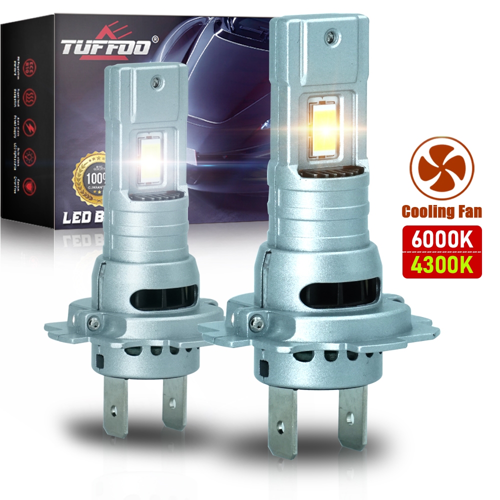 Tuffoo 2PCS H7/H18 LED ไฟหน้าหลอดไฟสําหรับรถยนต์ Canbus Plug And Play 6000K สีขาว/4300K Warm White DC12V