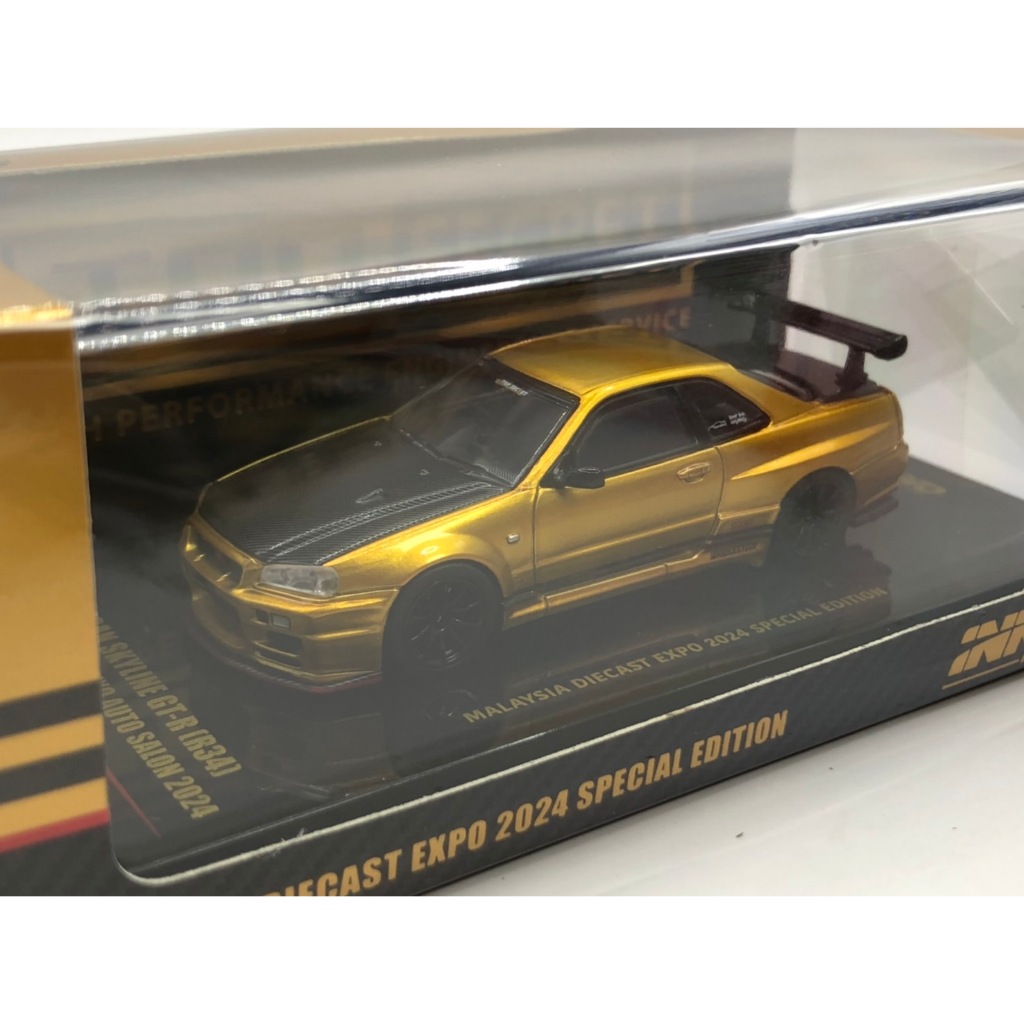 Inno64 Nissan Skyline R34 Top Secret Malaysia Diecast Expo MDX 2024 - Gold Diecast Scale Model Car