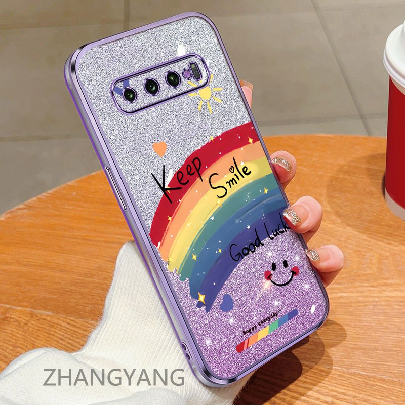 สําหรับ Samsung S10 Plus S10 case เคสโทรศัพท ์ ไฟฟ ้ าขอบตรงพร ้ อมแฟลชกระดาษสําหรับใช ้ คู ่ เคสนุ ่ มลายน ่ ารัก