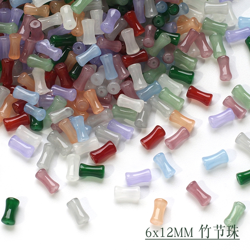 20pcs 6x12mm ไม้ไผ่ Slub ลูกปัดเคลือบลูกปัด DIY สร้อยข้อมือลูกปัดสไตล์โบราณปิ่นปิ่นพู่ต่างหูทำด้วยมือ