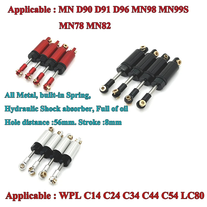 2PCS KOShobby ไฮดรอลิกโช้คอัพอัพเกรดสําหรับ MN D90 D91 D96 99S MN82 MN82 PRO MN82S MN82T MN78 MN300 WPL 1/16 C14 C24 C34 C44