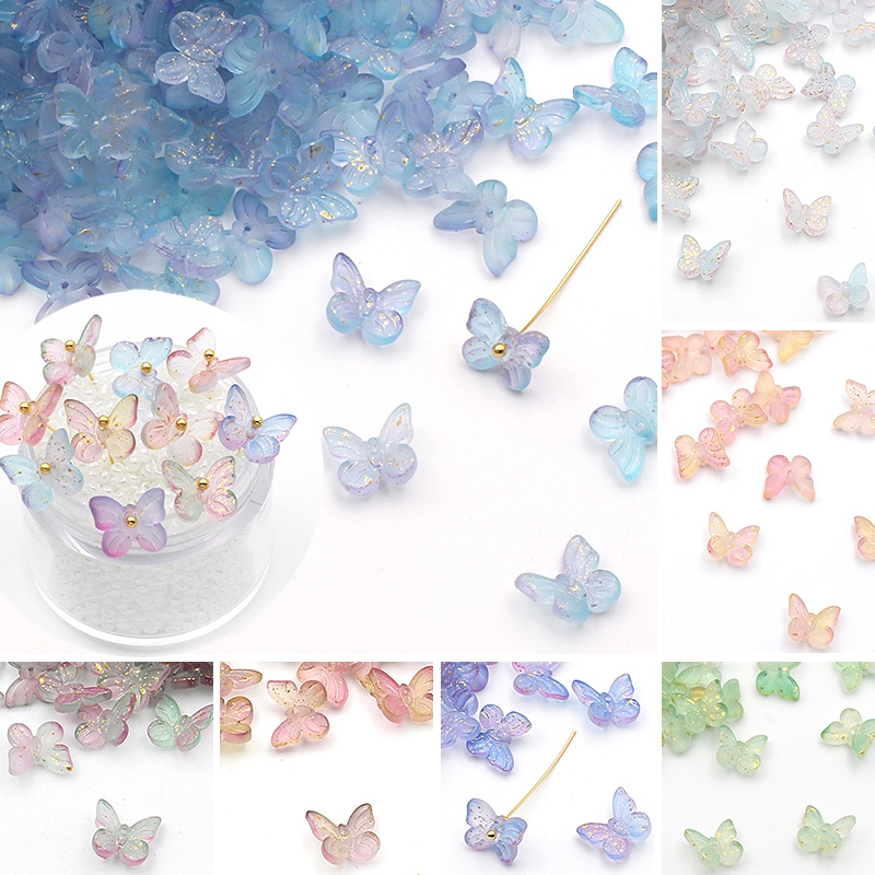 20pcs 10 มม. ผีเสื้อโรยฟอยล์ทองเคลือบปิ่นปักผมทำวัสดุ DIY Handmade พู่อุปกรณ์เสริมสไตล์โบราณที่ละเอียดอ่อน