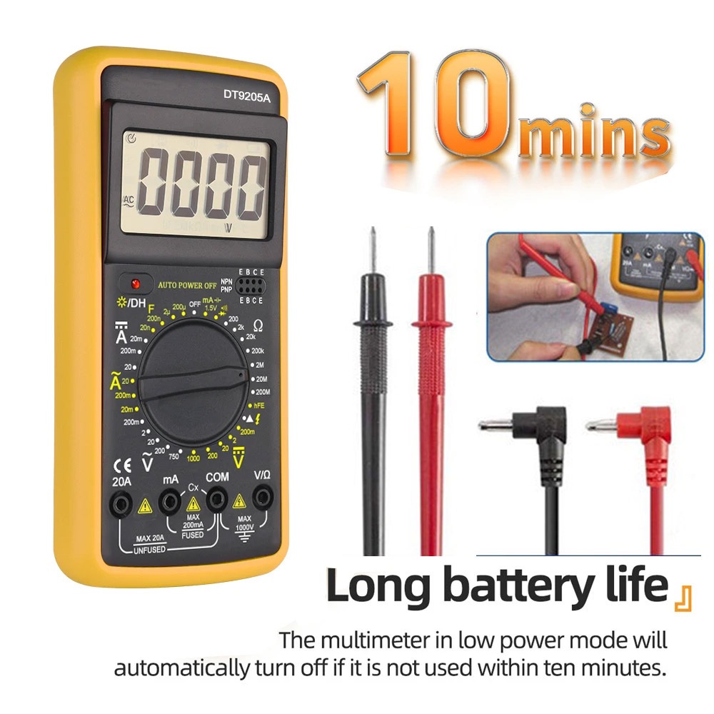 DT9205A LCD Digital Tester Multimeter Manual-Ranging Multi Tester ตารางการวัดแรงดันไฟฟ้า