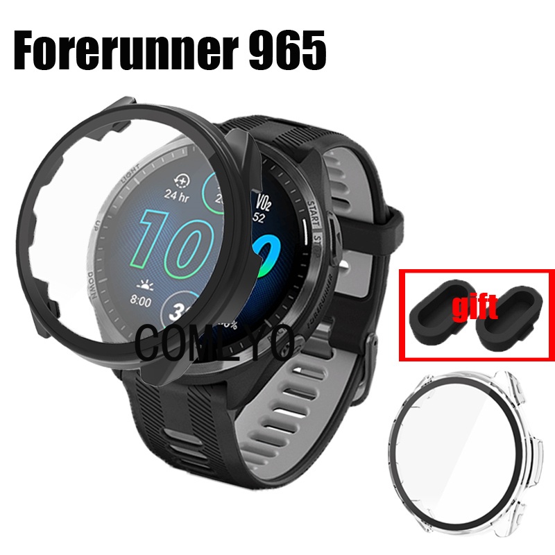 สําหรับ Garmin Forerunner 965 265 กรณี +กระจกนิรภัยป ้ องกันหน ้ าจอนาฬิกากันชนชาร ์ จพอร ์ ตปลั ๊ กฝุ ่ น