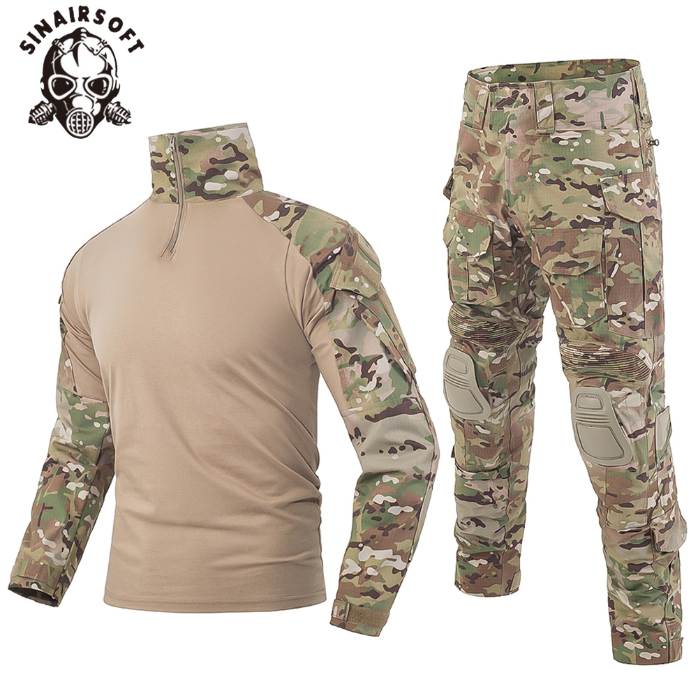 Sinairsoft G3 Combat Suit มาพร้อมเข่า/ข้อศอก Pads Outdoor BDU Gen3 ชุดยุทธวิธีเสื้อและกางเกง