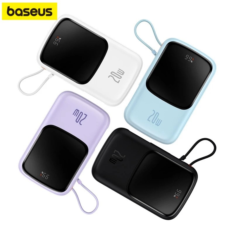 Baseus Power Bank 10000mAh 20000mAh PD 22.5W 20W Fast Charging Powerbank Dual-Cable แบบพกพา Charger ดิจิตอล
