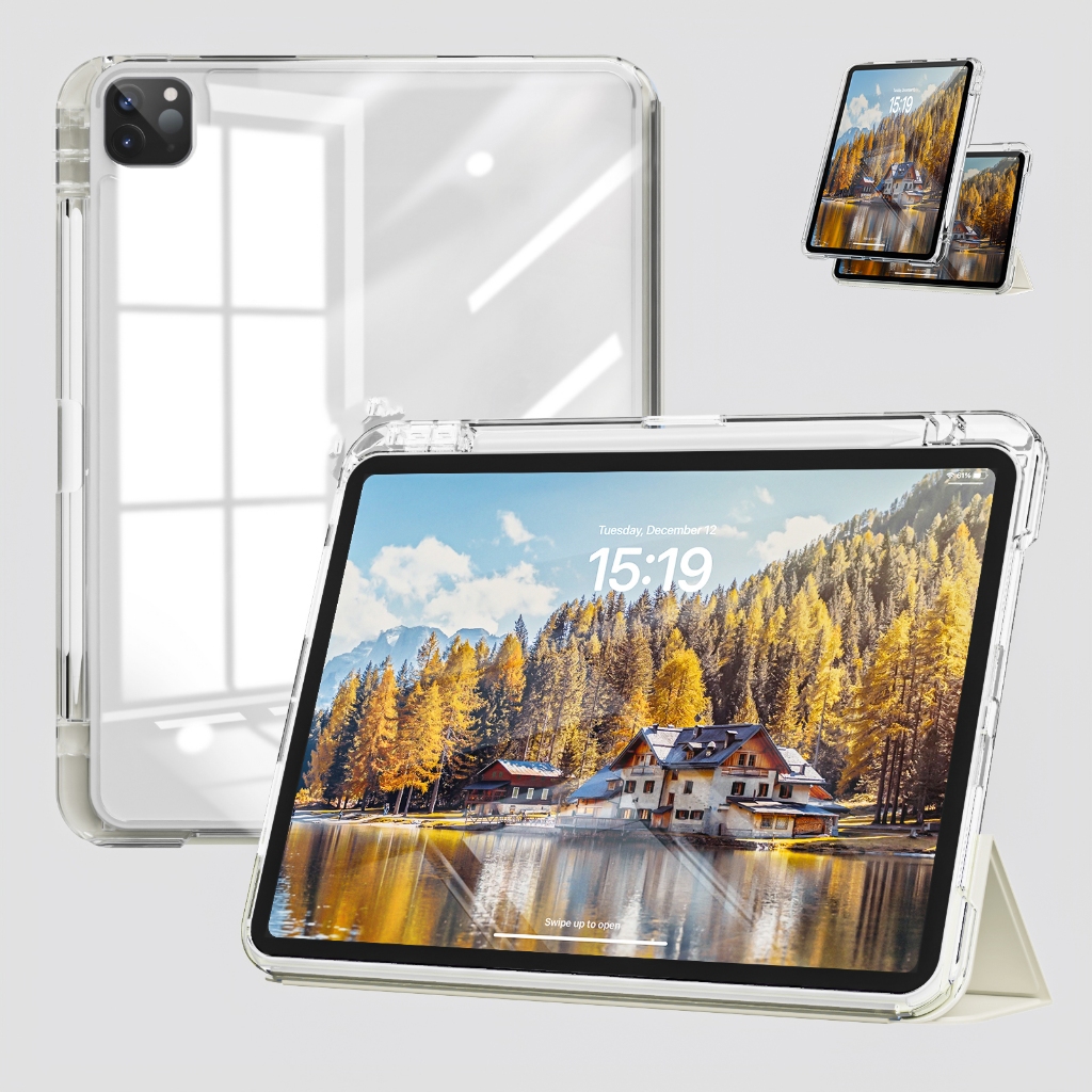 Kenke เคส ipad 2-in-1 เคสอะคริลิคใสแบบถอดได้พร้อมช่องดินสอสําหรับ ipad 2025 M3 Air 6th gen 13 นิ้ว M4 ipad pro 13 pro 11 นิ้ว (2024) M2 ipad Air 11 inch pro 12.9 (2020/2021/2022) ipad 11 A16 10th gen Air 4 air 5 ipad case