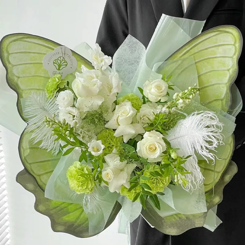 Ins ผีเสื ้ อรูปร ่ างกระดาษห ่ อช ่ อดอกไม ้ โรแมนติกวันแม ่ ดอกไม ้ แพคเกจวัสดุ DIY ห ่ อของขวัญ - รูปที่ 6