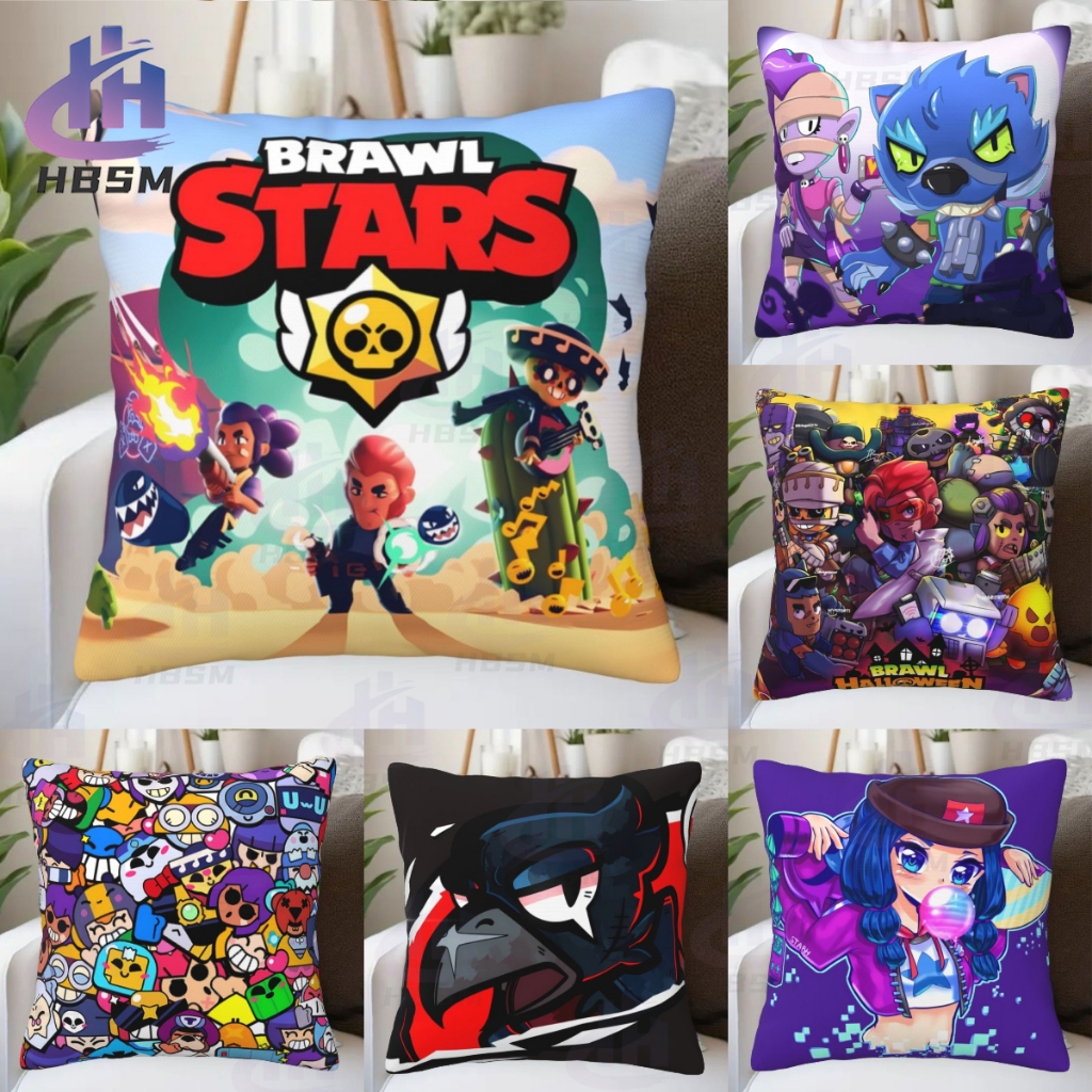 Brawl Star ปลอกหมอนโพลีเอสเตอร ์ ปลอกหมอนสี ่ เหลี ่ ยมห ้ องนอนโซฟาตกแต ่ งบ ้ านปลอกหมอนเบาะรถ