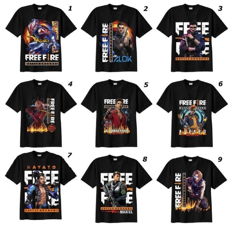 2024 ใหม่ Baju เสื้อยืดเด็ก 3D ฟรี FIRE FF DISTRO เด็กผู้ใหญ่ FF เสื้อ FF เสื้อเด็กชายเสื้อผ้าเด็ก