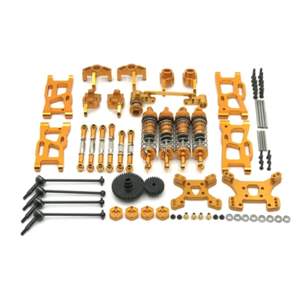 สําหรับ Wltoys 144001 144002 144010 124017 124019 โลหะอัพเกรดชิ้นส่วนการปรับเปลี่ยนชุดสวิงอาร์มระงับแขนโช้คอัพชุดพวงมาลัยเชื่อมโยงเกียร์ อาร์ซี รถอุปกรณ์เสริม