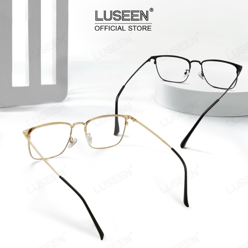 LUSEEN แว่นตาโฟโตโครมิก สี่เหลี่ยมผืนผ้า ป้องกันรังสียูวี ป้องกันแสงสีฟ้า สําหรับผู้ชาย และผู้หญิง แว่นตา AG2248