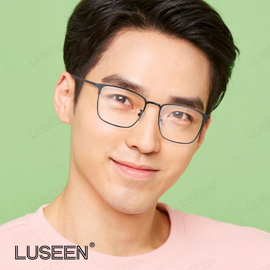 LUSEEN แว่นตาโฟโตโครมิก สี่เหลี่ยมผืนผ้า ป้องกันรังสียูวี ป้องกันแสงสีฟ้า สําหรับผู้ชาย และผู้หญิง แว่นตา AG2248
