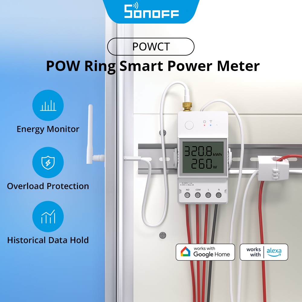 Sonoff POWCT 100A Max WiFi POW แหวนสมาร์ทมิเตอร์แยก CT Sensor ESP32Chip Energy Monitor Smart Life ผ่าน Alexa Google Home IFTTT