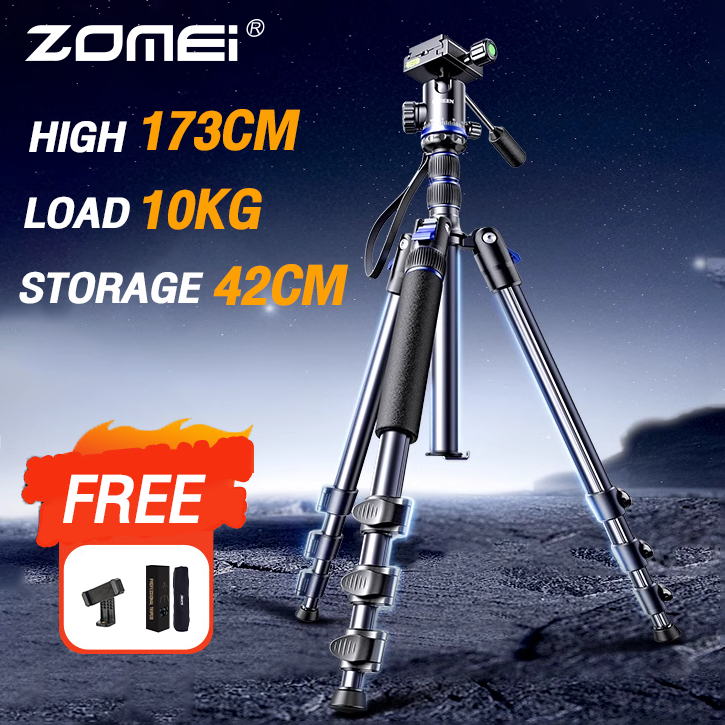 Zomei Q188/Q444/Q555 Camera tripod ขาตั้งกล้องอลูมิเนียมอัลลอยด์พร้อม PTZ 3 ทิศทางน้ำหนักไม่เกิน 5 กก ขากล้องมือถือ ขาตั้งกล้องliveสด ขาตั้งกล้องแบบ 3 ขา tripod yunten tripod มือถือ