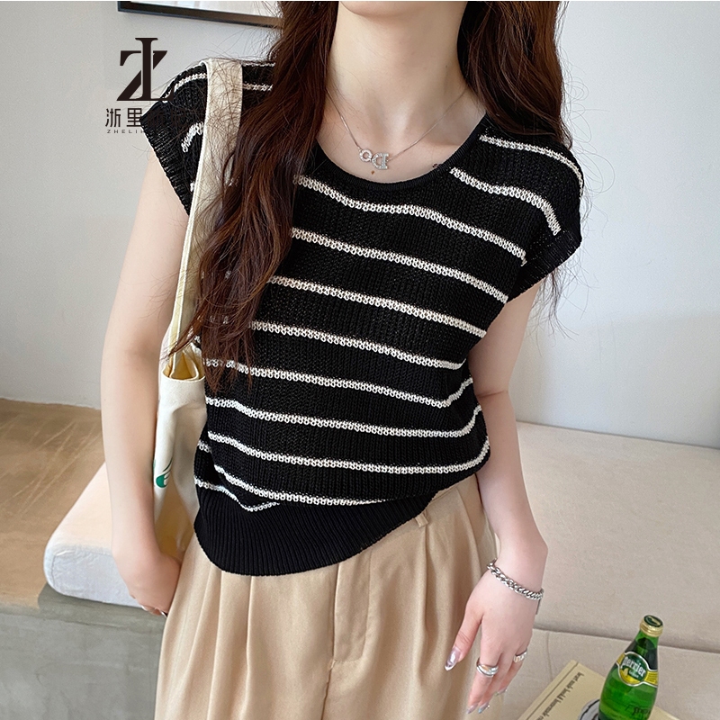 ZHELIHANGFEI ลายถักเสื้อกั๊กผู้หญิงเกาหลีรุ่นแขนกุด