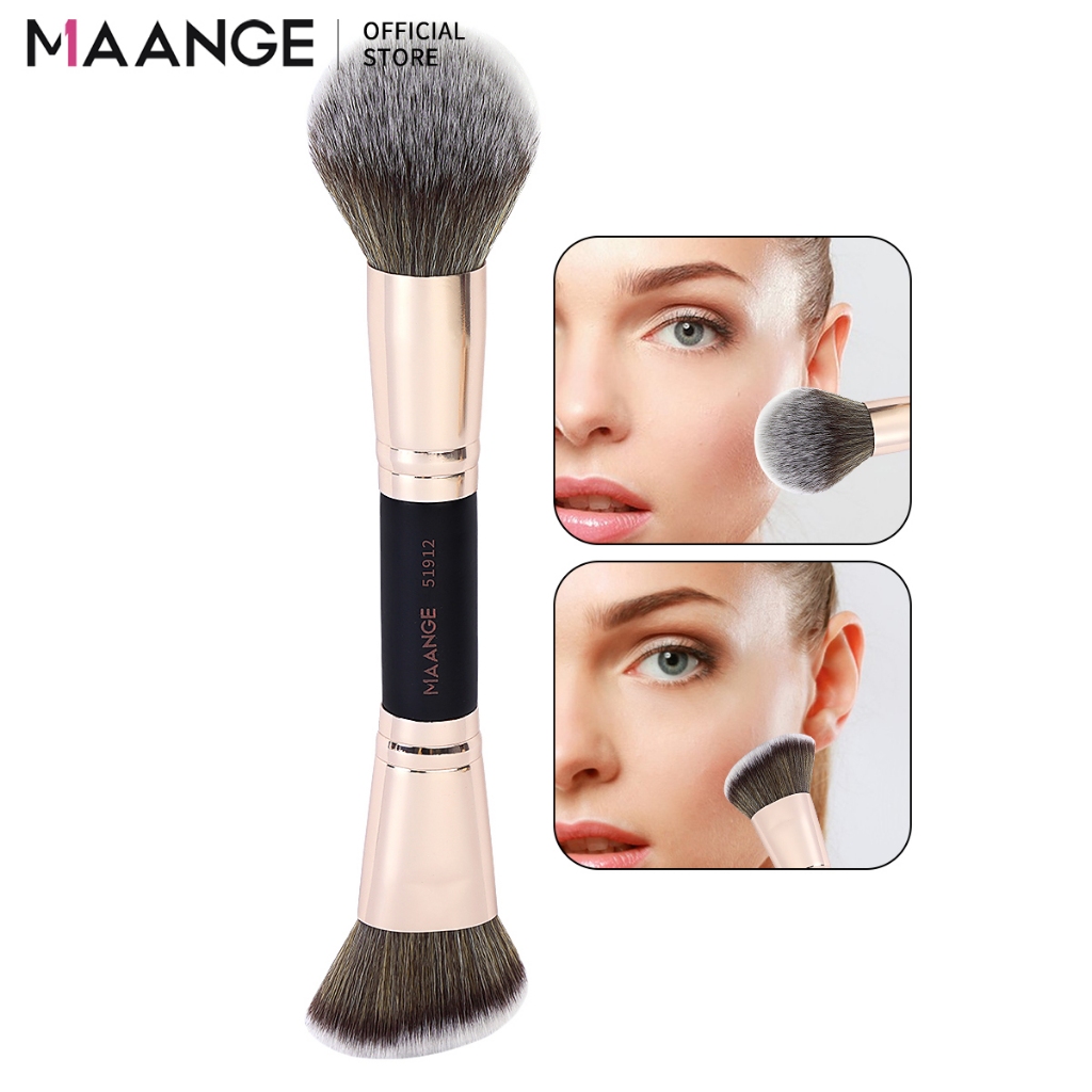 MAANGE แปรงแต่งหน้า 2 หัว 2-in-1 พกพาสะดวก แปรงรองพื้นคุณภาพสูง แปรงปัดแก้ม