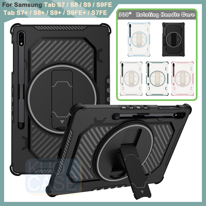 SAMSUNG สําหรับsamsung Tab S7 S8 X700 S9 X710 S9 FE S7+ S8+ X800 S9+ S9 Plus X810 S9 FE + S7 FE T730 360° เคสเต็มตัวกันกระแทกแบบหมุน
