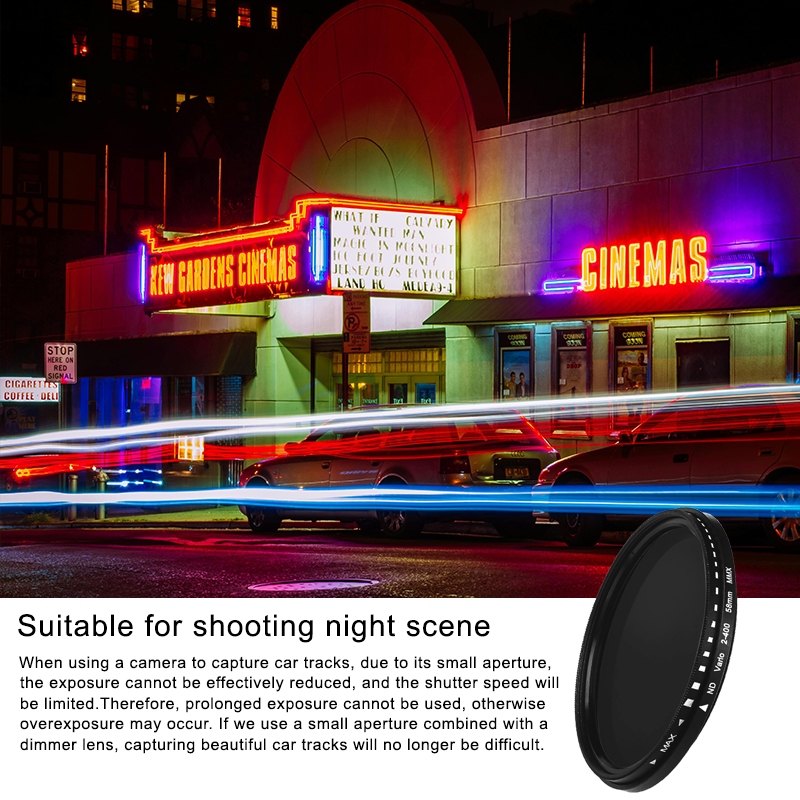 Lightdow ND2-400 ND กรองปรับ Neutral Density Fader Filter สําหรับ 49 มม.52 มม.55 มม.58 มม.62 มม.67 มม.72 มม.77 มม.82 มม.เลนส์กล้อง